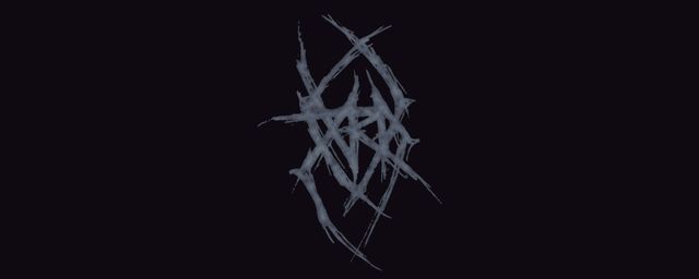 xvra logo, a metal-style lettering, illegible lines all entangled together like dried twigs.